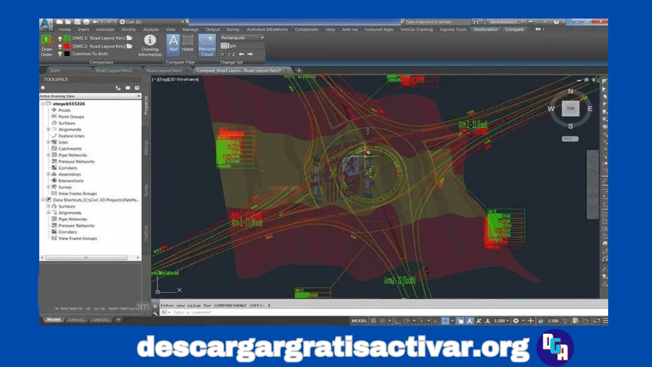 Interfaz del software Autodesk Civil 3D 2024