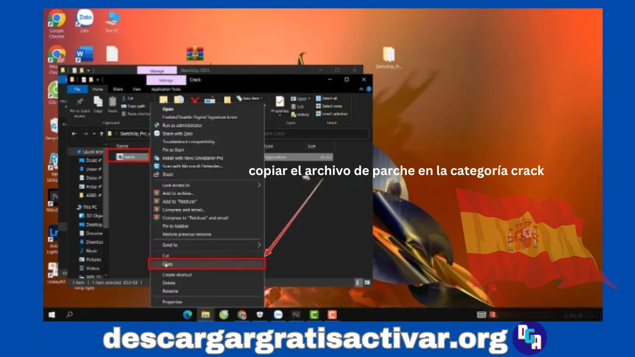 Copie el archivo Patch en la carpeta Crack