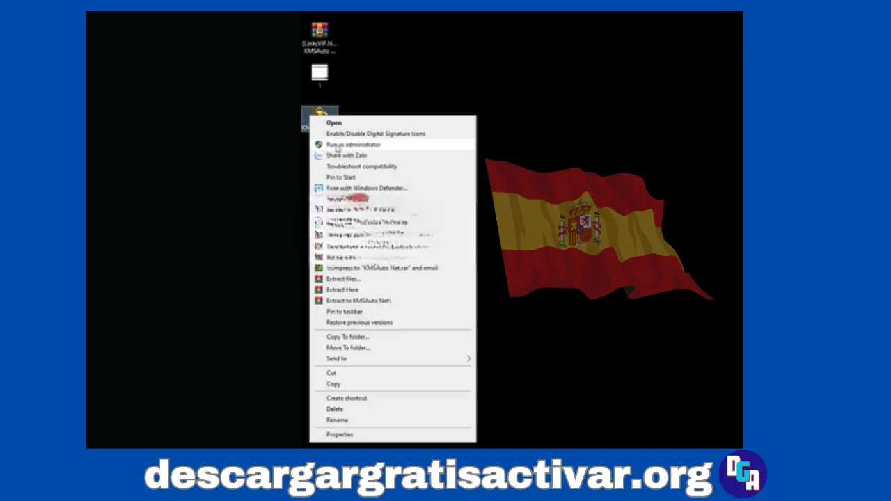 Haga clic derecho en el icono “KMSAuto Net” en la pantalla principal - Seleccione “Ejecutar como administrador”